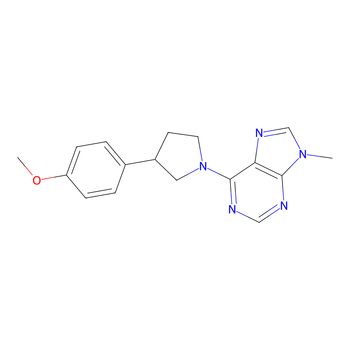6-[3-(4-methoxyphenyl)pyrrolidin-1-yl]-9-methyl-9H-purine molecular structure, CAS 2380033-12-3