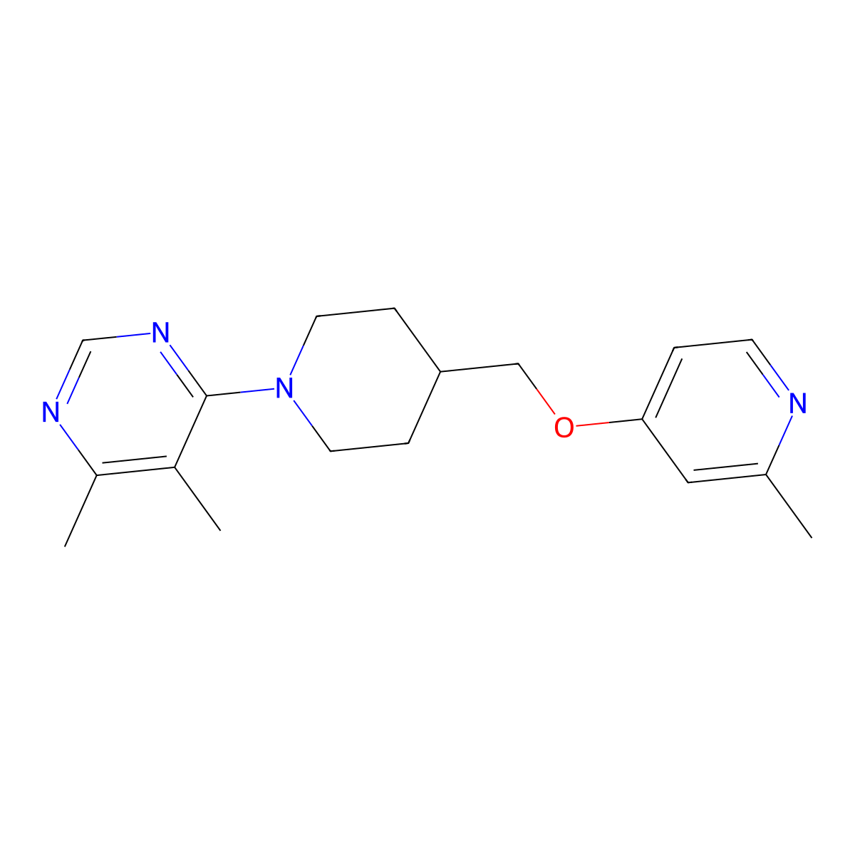 4,5-Dimethyl-6-(4-{[(2-methylpyridin-4-yl)oxy]methyl}piperidin-1-yl)pyrimidine molecular structure, CAS 2380033-23-6