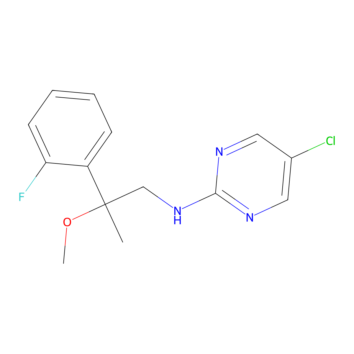 5-Chloro-N-[2-(2-fluorophenyl)-2-methoxypropyl]pyrimidin-2-amine molecular structure, CAS 2380033-24-7