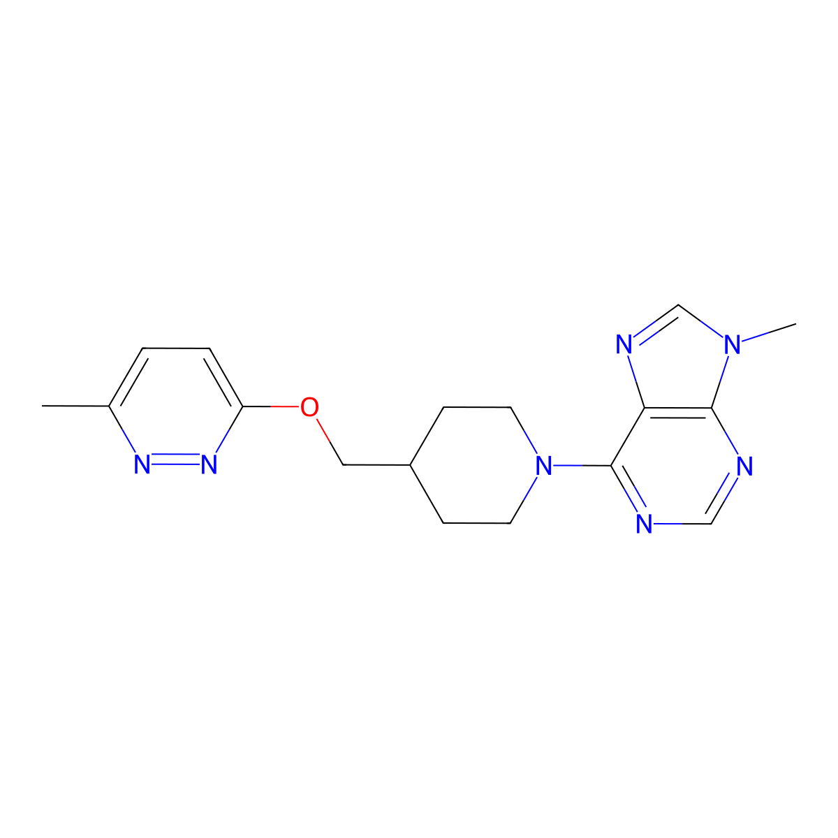 9-methyl-6-(4-{[(6-methylpyridazin-3-yl)oxy]methyl}piperidin-1-yl)-9H-purine molecular structure, CAS 2380033-30-5