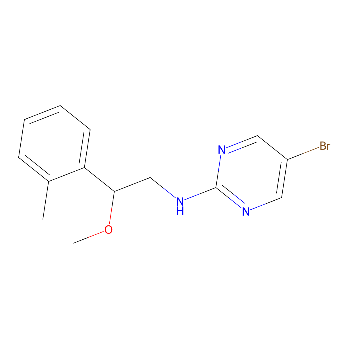 5-Bromo-N-[2-methoxy-2-(2-methylphenyl)ethyl]pyrimidin-2-amine molecular structure, CAS 2380033-33-8