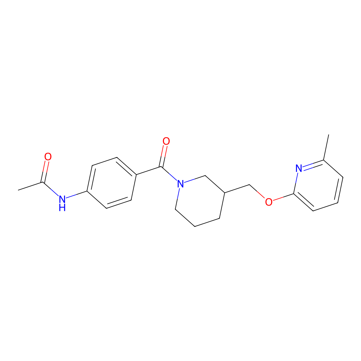 N-[4-(3-{[(6-methylpyridin-2-yl)oxy]methyl}piperidine-1-carbonyl)phenyl]acetamide molecular structure, CAS 2380033-34-9