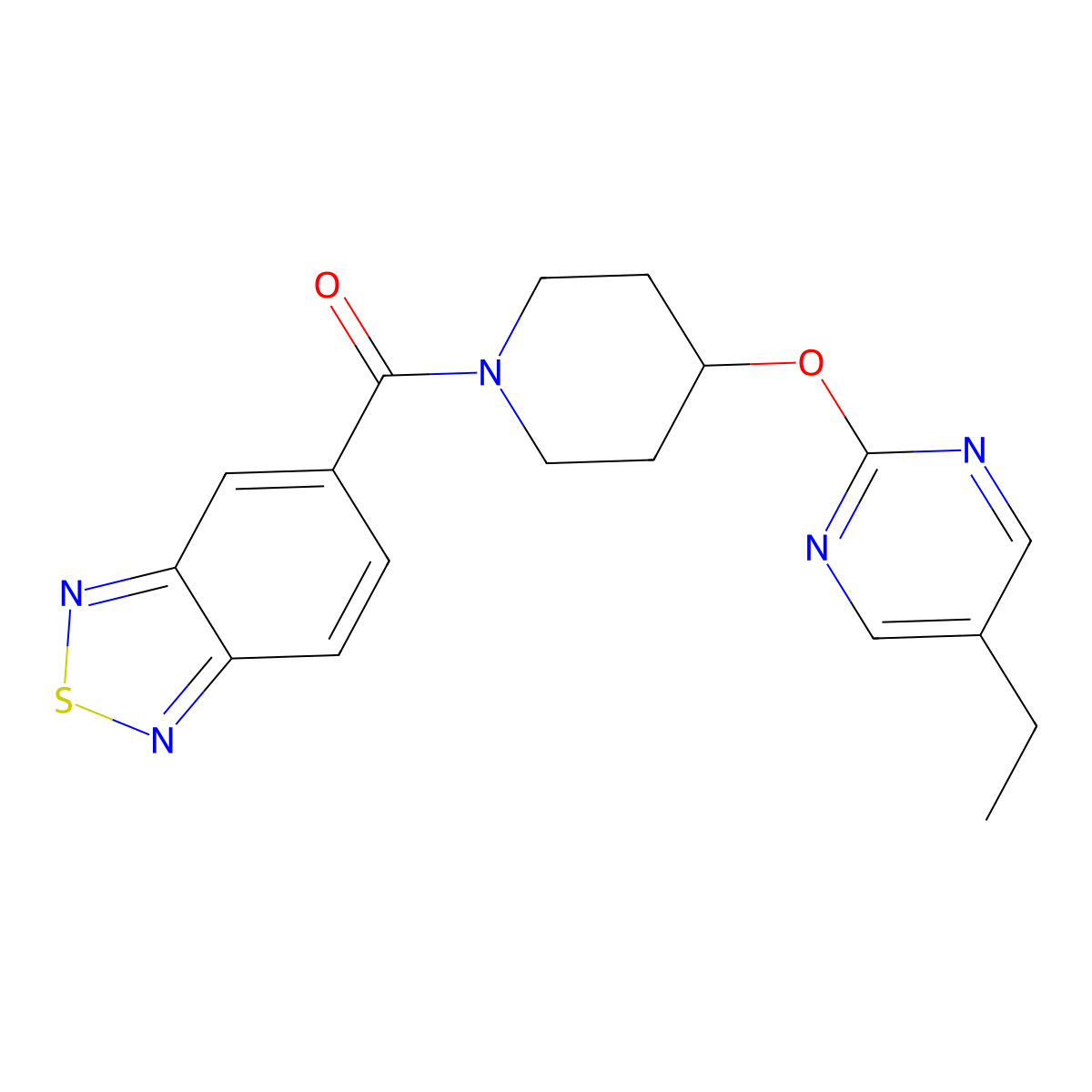 5-{4-[(5-Ethylpyrimidin-2-yl)oxy]piperidine-1-carbonyl}-2,1,3-benzothiadiazole molecular structure, CAS 2380033-36-1