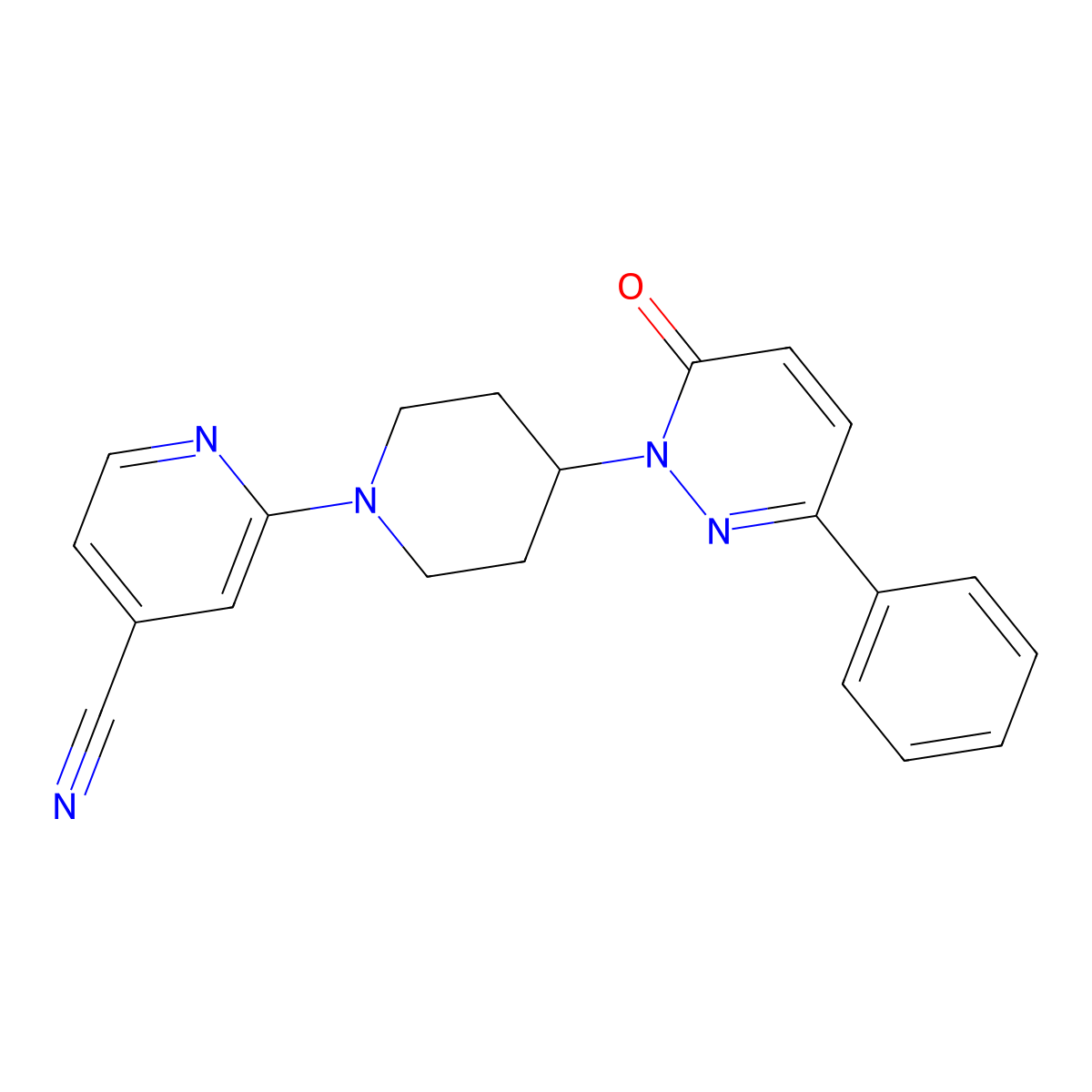 2-[4-(6-Oxo-3-phenyl-1,6-dihydropyridazin-1-yl)piperidin-1-yl]pyridine-4-carbonitrile molecular structure, CAS 2380033-37-2