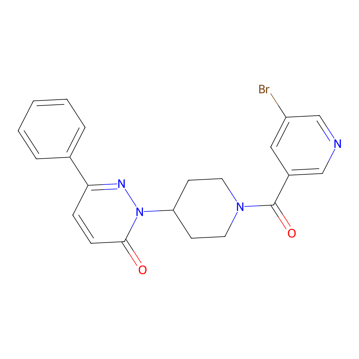 2-[1-(5-Bromopyridine-3-carbonyl)piperidin-4-yl]-6-phenyl-2,3-dihydropyridazin-3-one molecular structure, CAS 2380033-41-8