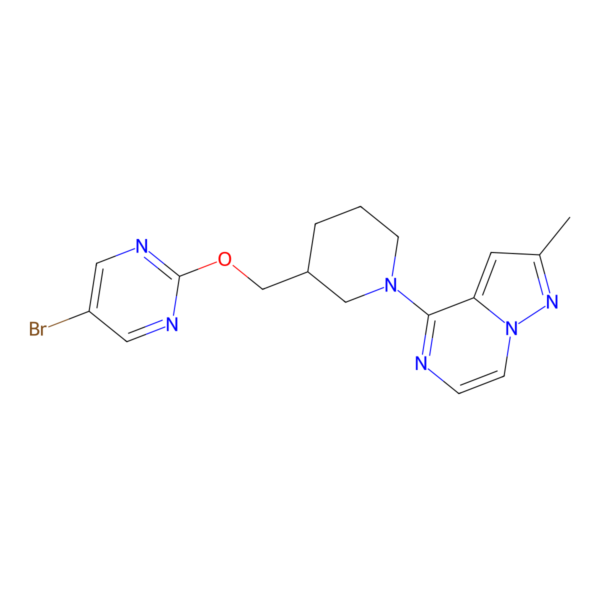 5-Bromo-2-[(1-{2-methylpyrazolo[1,5-a]pyrazin-4-yl}piperidin-3-yl)methoxy]pyrimidine molecular structure, CAS 2380033-43-0