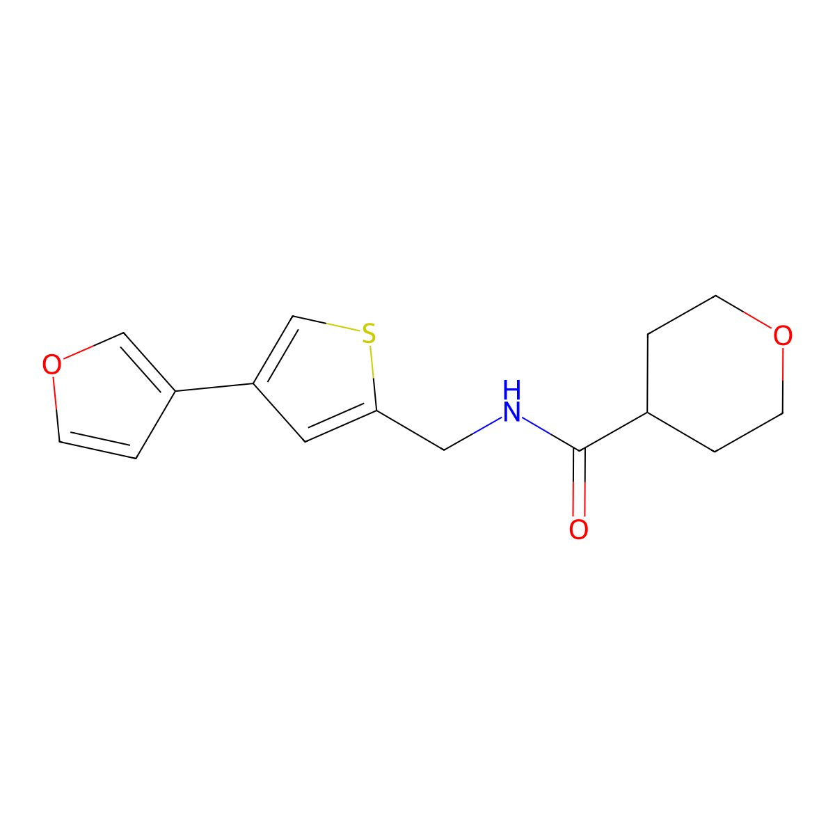 N-{[4-(furan-3-yl)thiophen-2-yl]methyl}oxane-4-carboxamide molecular structure, CAS 2380033-45-2