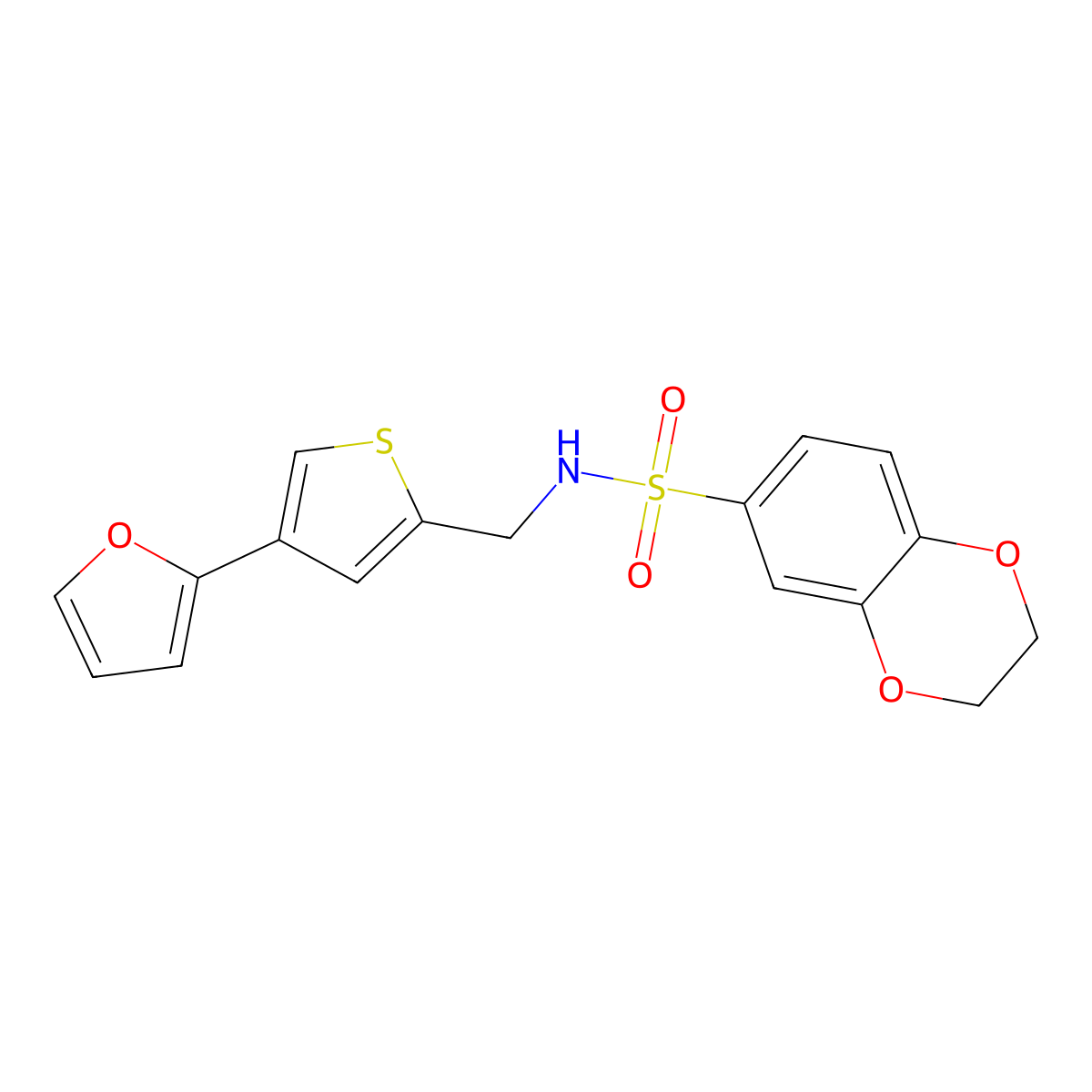 N-{[4-(furan-2-yl)thiophen-2-yl]methyl}-2,3-dihydro-1,4-benzodioxine-6-sulfonamide molecular structure, CAS 2380033-48-5