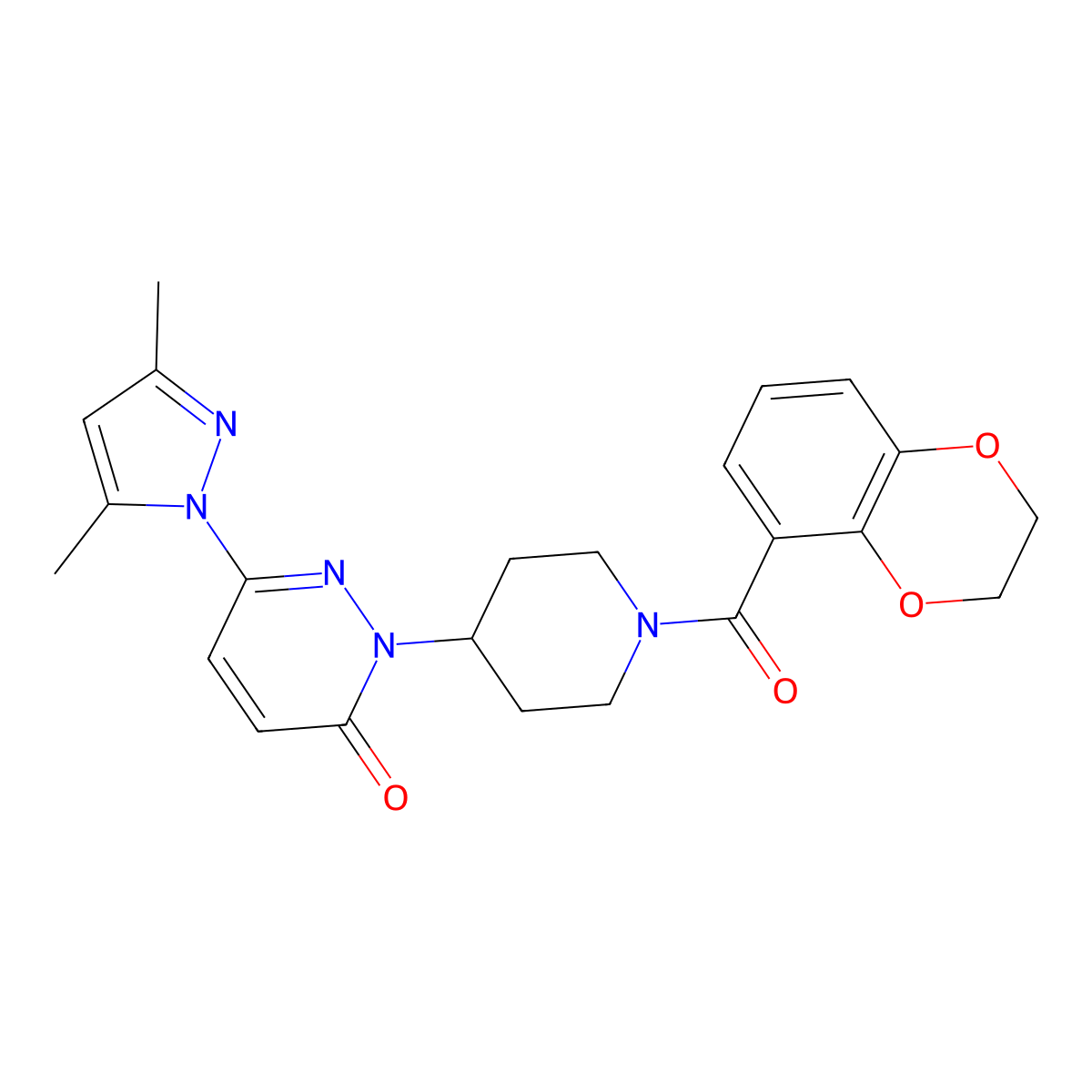 2-[1-(2,3-dihydro-1,4-benzodioxine-5-carbonyl)piperidin-4-yl]-6-(3,5-dimethyl-1H-pyrazol-1-yl)-2,3-dihydropyridazin-3-one molecular structure, CAS 2380033-49-6