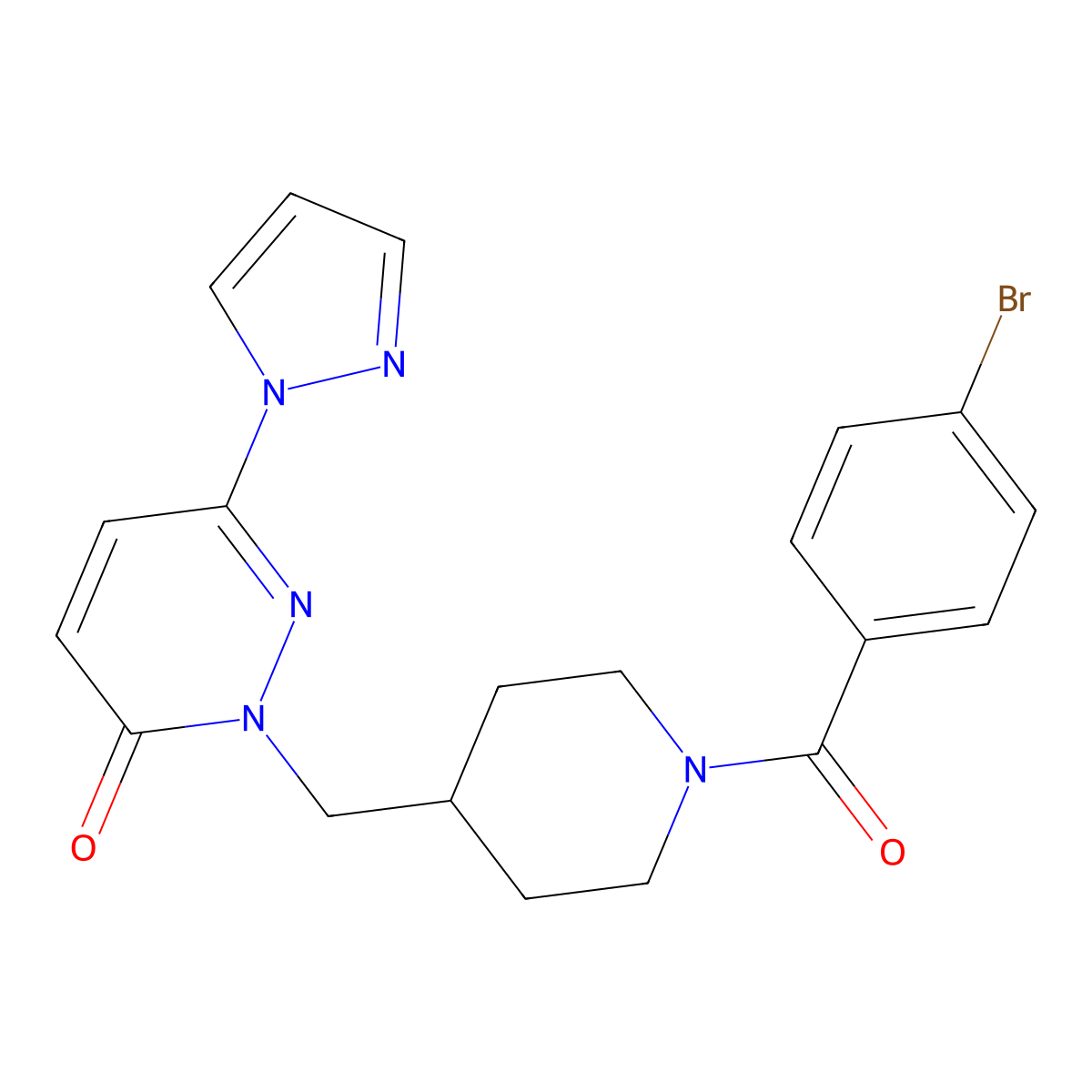 2-{[1-(4-bromobenzoyl)piperidin-4-yl]methyl}-6-(1H-pyrazol-1-yl)-2,3-dihydropyridazin-3-one molecular structure, CAS 2380033-51-0