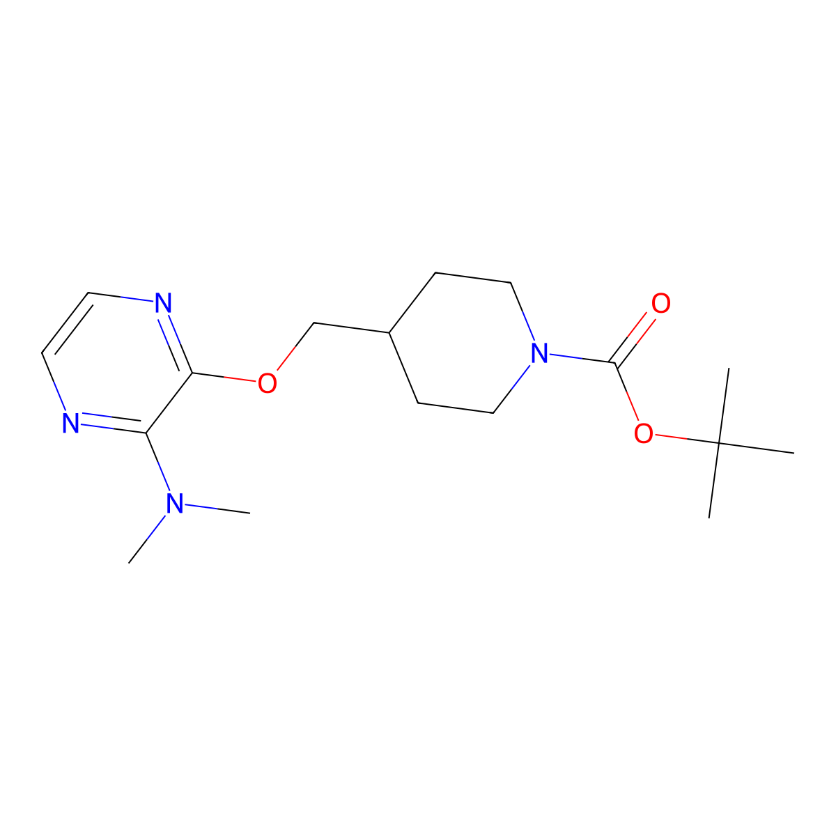 Tert-butyl 4-({[3-(dimethylamino)pyrazin-2-yl]oxy}methyl)piperidine-1-carboxylate molecular structure, CAS 2380033-52-1