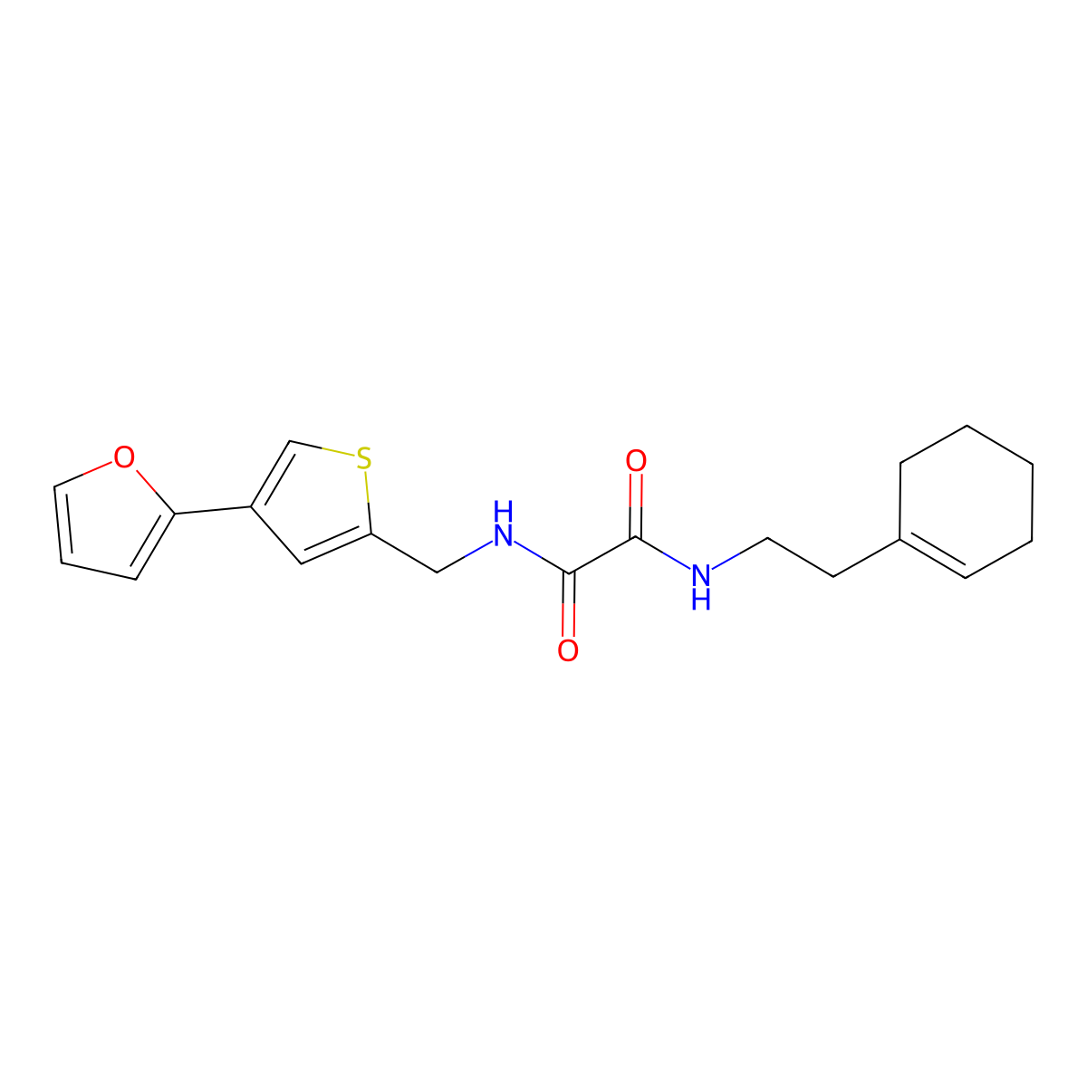 N'-[2-(cyclohex-1-en-1-yl)ethyl]-N-{[4-(furan-2-yl)thiophen-2-yl]methyl}ethanediamide molecular structure, CAS 2380033-53-2