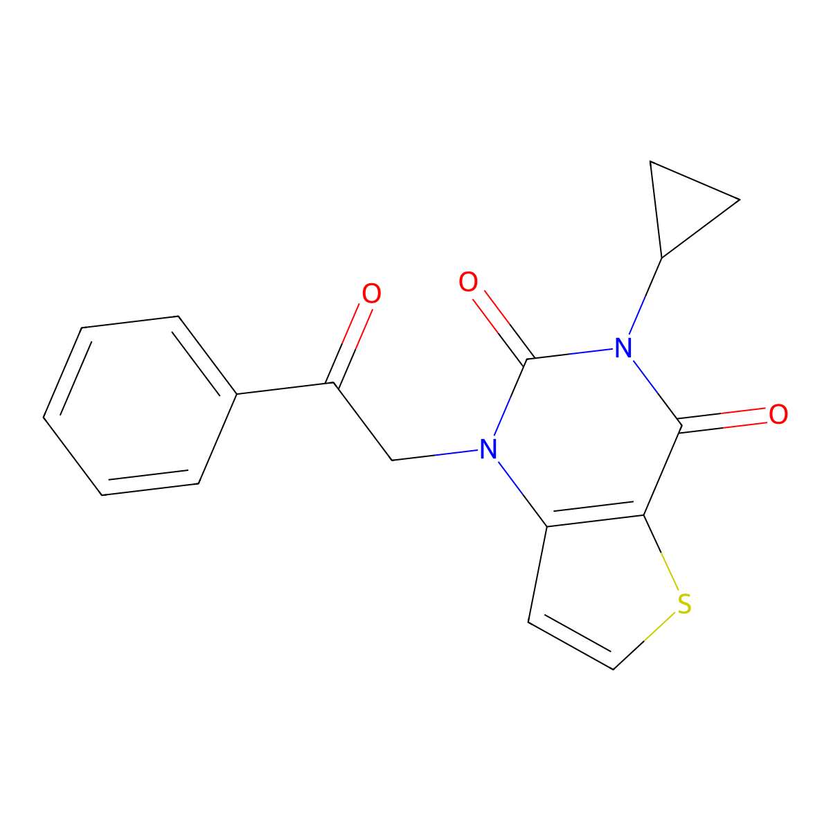 3-cyclopropyl-1-(2-oxo-2-phenylethyl)-1H,2H,3H,4H-thieno[3,2-d]pyrimidine-2,4-dione molecular structure, CAS 2380033-54-3
