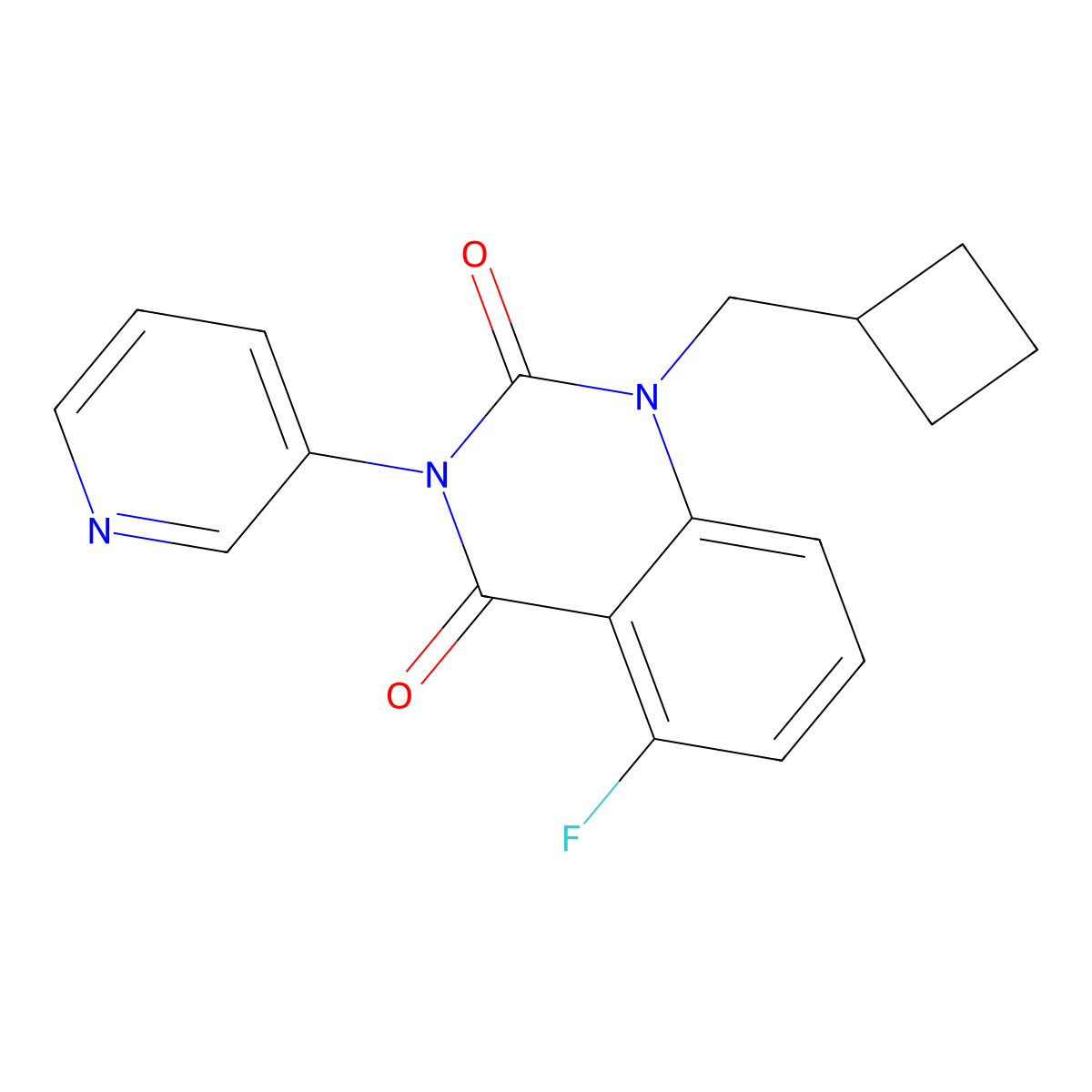 1-(Cyclobutylmethyl)-5-fluoro-3-(pyridin-3-yl)-1,2,3,4-tetrahydroquinazoline-2,4-dione molecular structure, CAS 2380033-58-7