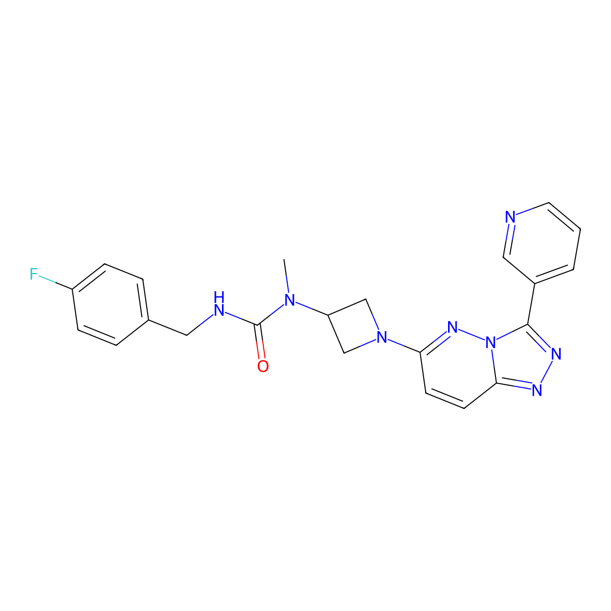 1-[(4-Fluorophenyl)methyl]-3-methyl-3-{1-[3-(pyridin-3-yl)-[1,2,4]triazolo[4,3-b]pyridazin-6-yl]azetidin-3-yl}urea molecular structure, CAS 2380033-59-8