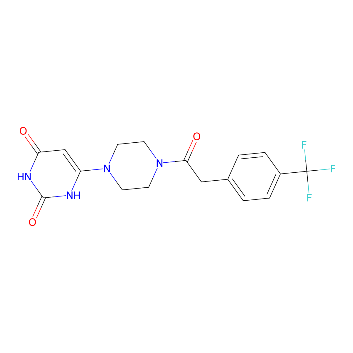 6-(4-{2-[4-(Trifluoromethyl)phenyl]acetyl}piperazin-1-yl)-1,2,3,4-tetrahydropyrimidine-2,4-dione molecular structure, CAS 2380033-61-2