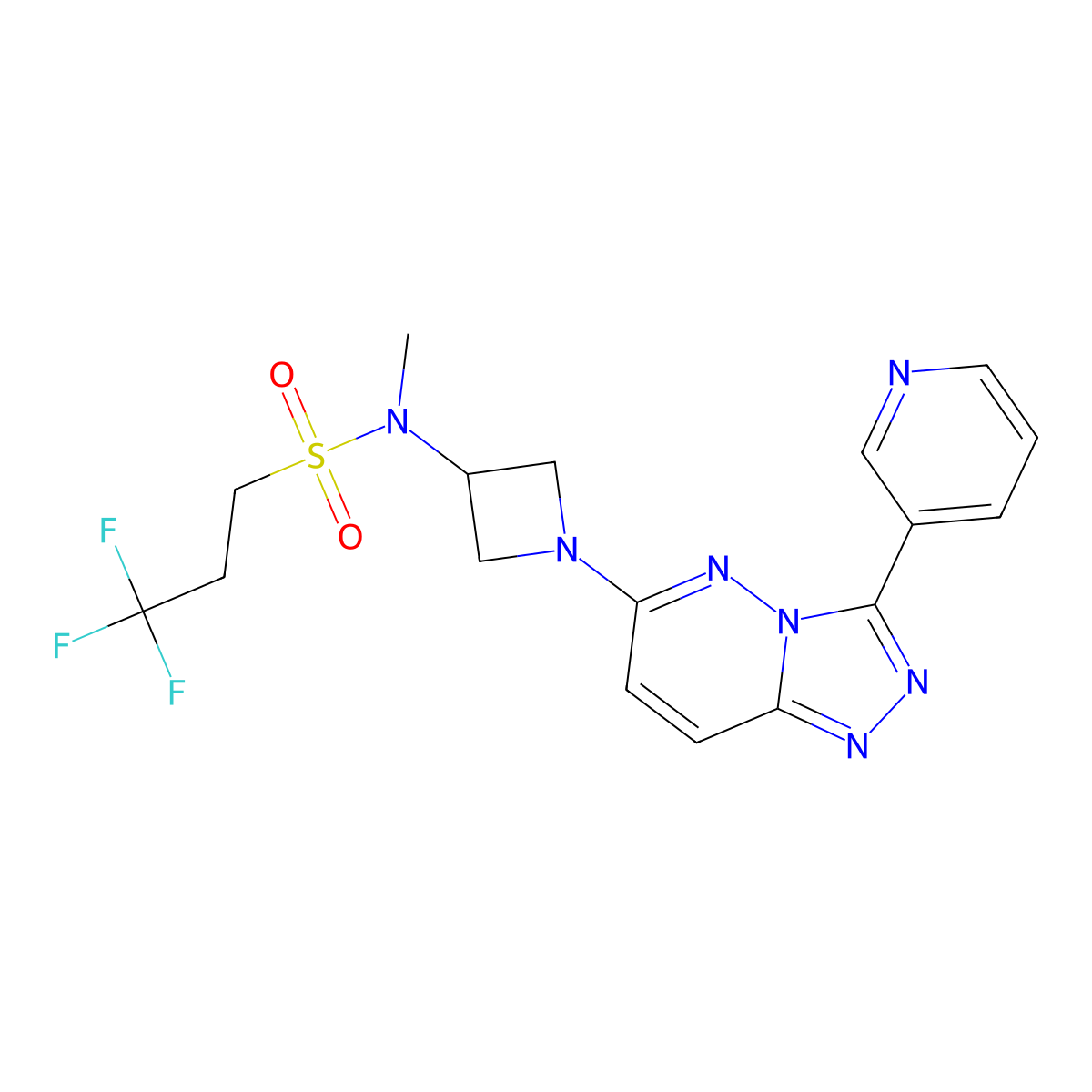 3,3,3-trifluoro-N-methyl-N-{1-[3-(pyridin-3-yl)-[1,2,4]triazolo[4,3-b]pyridazin-6-yl]azetidin-3-yl}propane-1-sulfonamide molecular structure, CAS 2380033-63-4