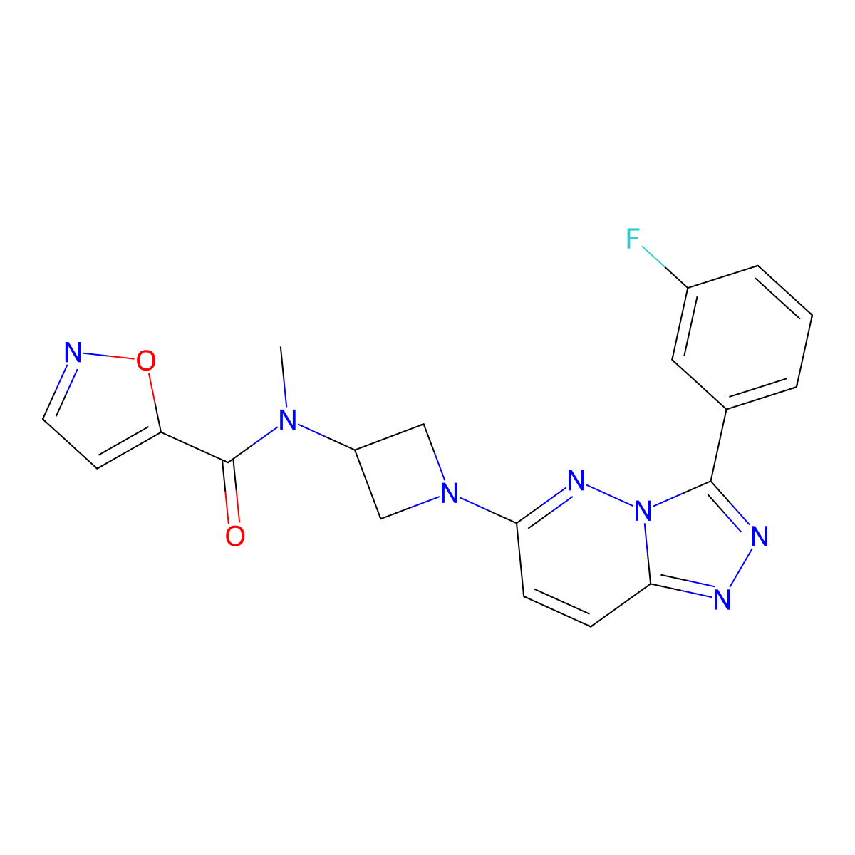 N-{1-[3-(3-fluorophenyl)-[1,2,4]triazolo[4,3-b]pyridazin-6-yl]azetidin-3-yl}-N-methyl-1,2-oxazole-5-carboxamide molecular structure, CAS 2380033-71-4