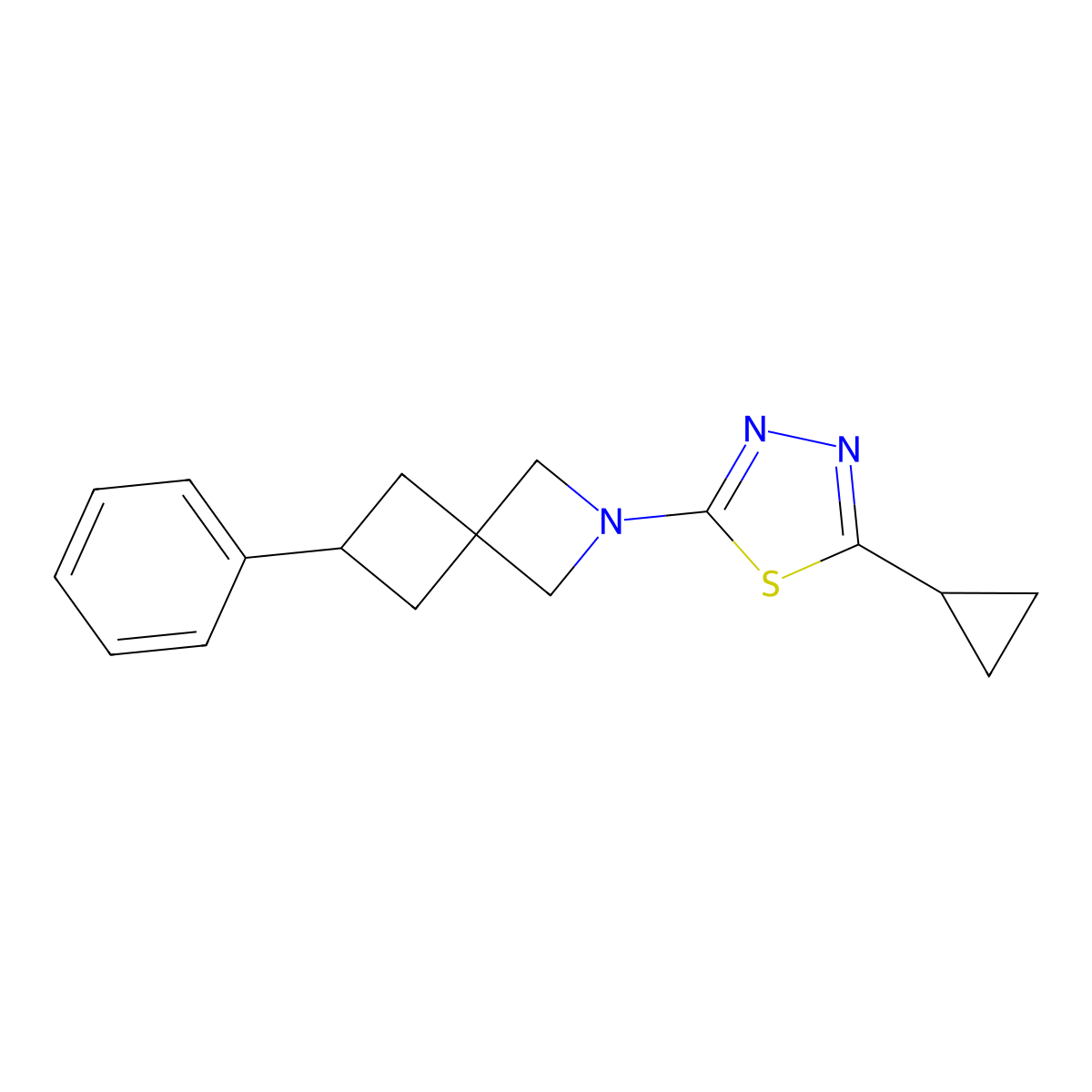 2-(5-Cyclopropyl-1,3,4-thiadiazol-2-yl)-6-phenyl-2-azaspiro[3.3]heptane molecular structure, CAS 2380033-79-2