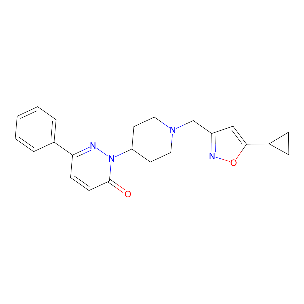 2-{1-[(5-Cyclopropyl-1,2-oxazol-3-yl)methyl]piperidin-4-yl}-6-phenyl-2,3-dihydropyridazin-3-one molecular structure, CAS 2380033-83-8