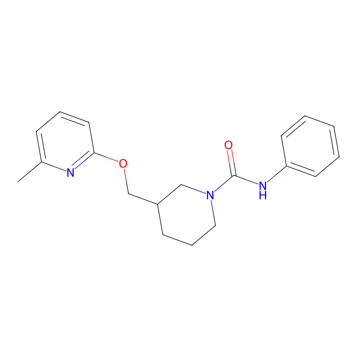 3-{[(6-methylpyridin-2-yl)oxy]methyl}-N-phenylpiperidine-1-carboxamide molecular structure, CAS 2380033-89-4