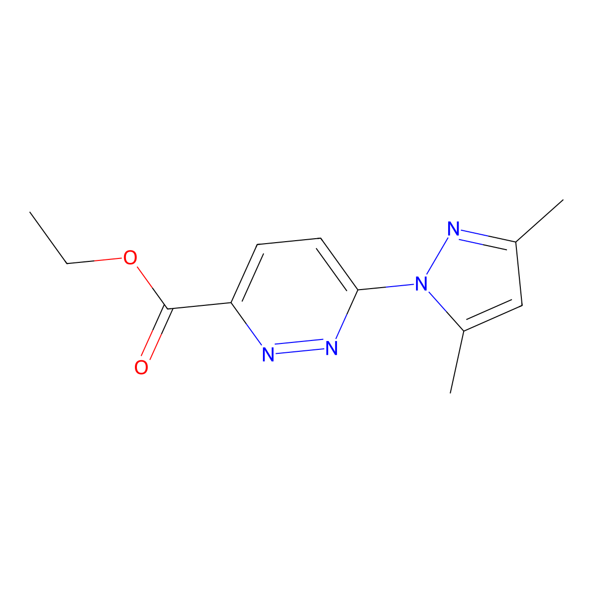 ethyl 6-(3,5-dimethyl-1H-pyrazol-1-yl)pyridazine-3-carboxylate molecular structure, CAS 2380033-90-7
