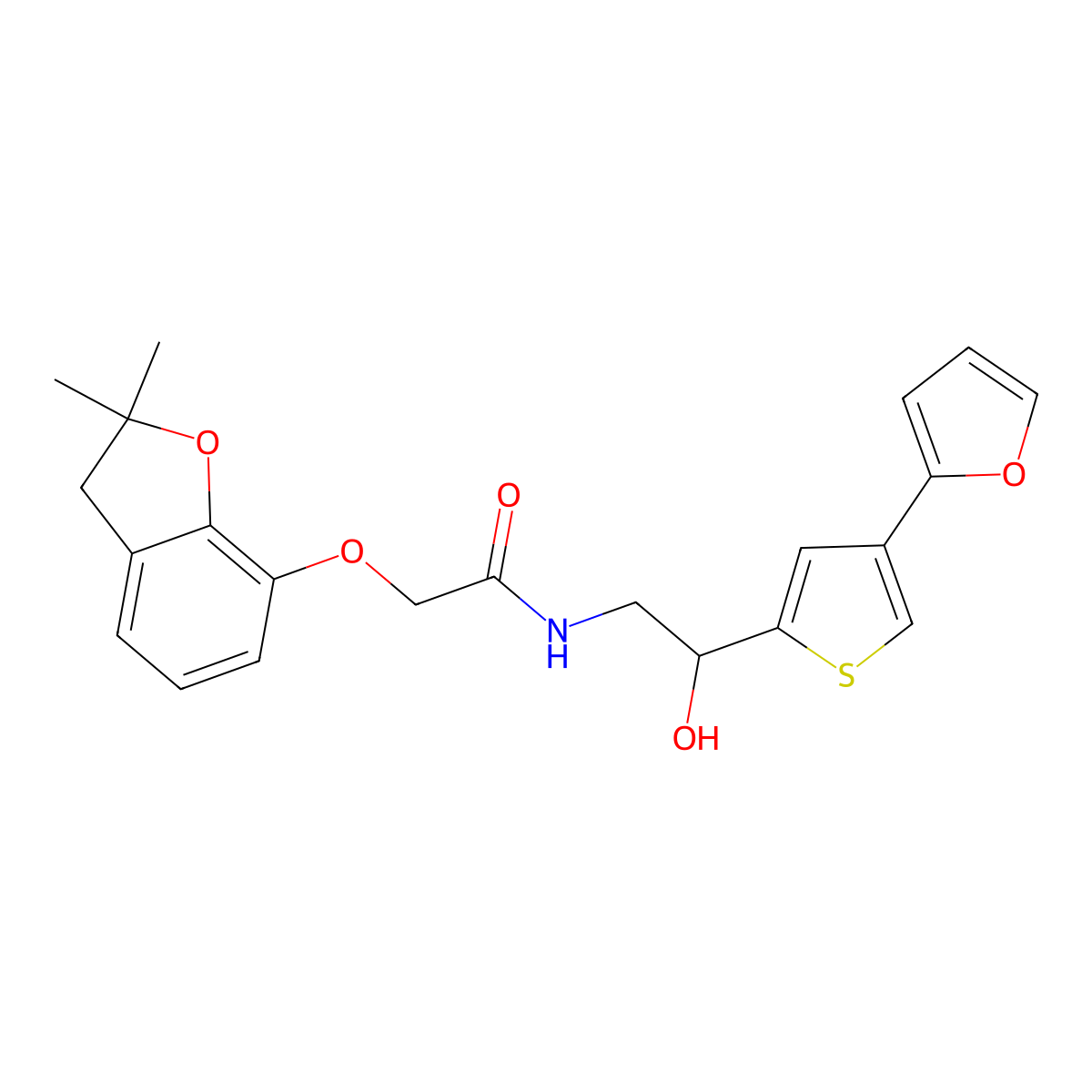 2-[(2,2-dimethyl-2,3-dihydro-1-benzofuran-7-yl)oxy]-N-{2-[4-(furan-2-yl)thiophen-2-yl]-2-hydroxyethyl}acetamide molecular structure, CAS 2380033-91-8