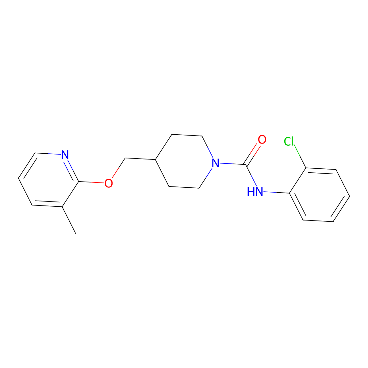 N-(2-chlorophenyl)-4-{[(3-methylpyridin-2-yl)oxy]methyl}piperidine-1-carboxamide molecular structure, CAS 2380033-93-0
