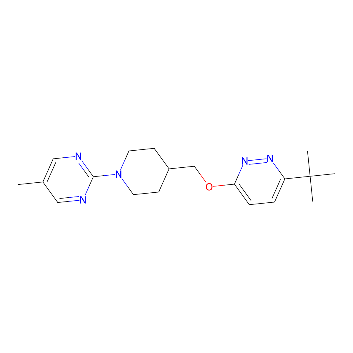 2-(4-{[(6-Tert-butylpyridazin-3-yl)oxy]methyl}piperidin-1-yl)-5-methylpyrimidine molecular structure, CAS 2380034-00-2
