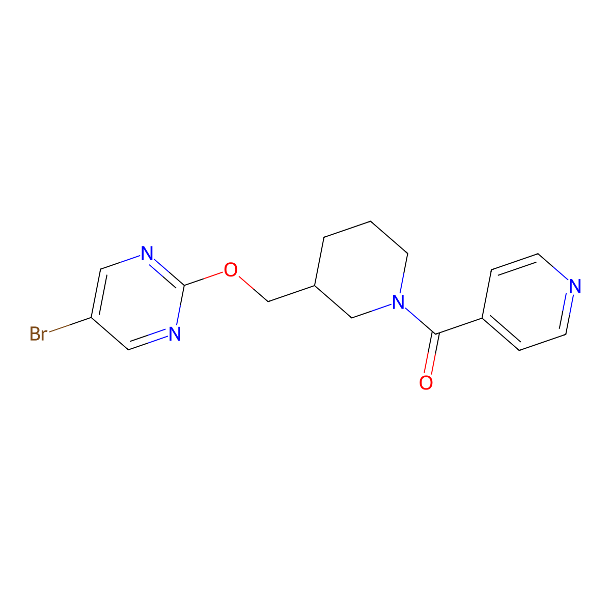 5-Bromo-2-{[1-(pyridine-4-carbonyl)piperidin-3-yl]methoxy}pyrimidine molecular structure, CAS 2380034-07-9