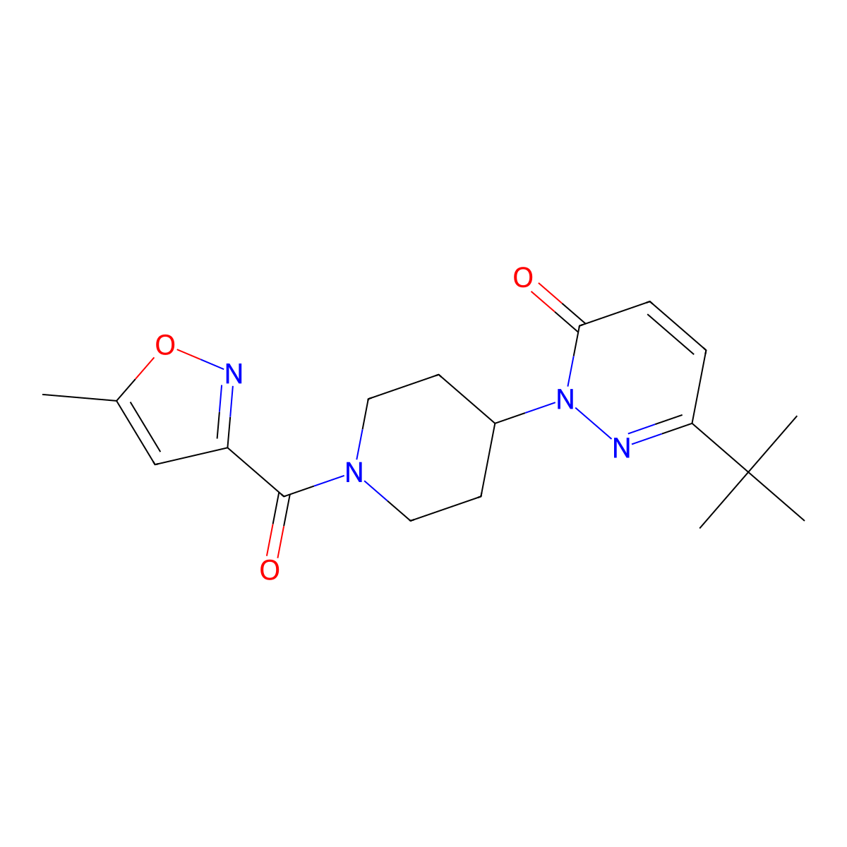 6-Tert-butyl-2-[1-(5-methyl-1,2-oxazole-3-carbonyl)piperidin-4-yl]-2,3-dihydropyridazin-3-one molecular structure, CAS 2380034-11-5