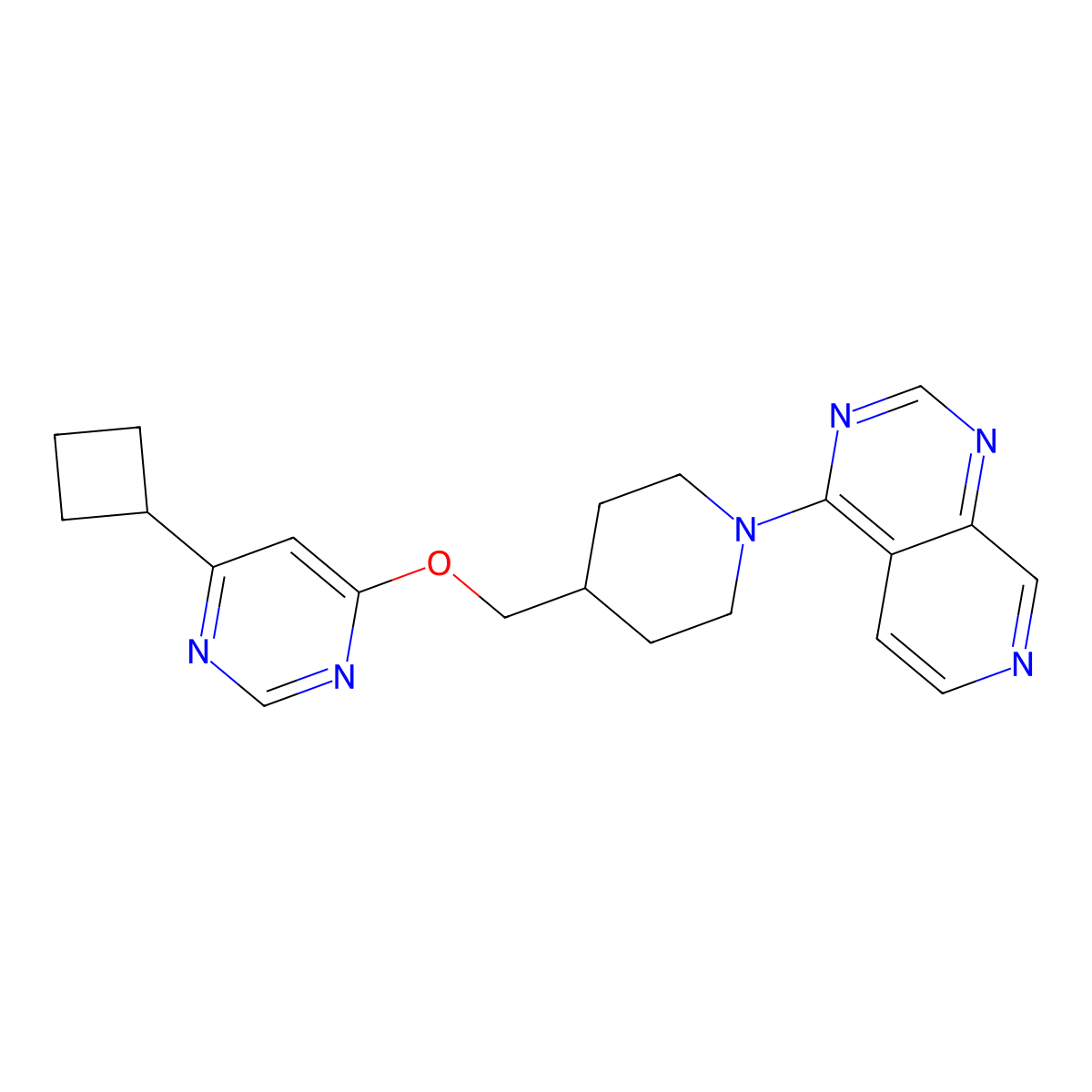 4-Cyclobutyl-6-[(1-{pyrido[3,4-d]pyrimidin-4-yl}piperidin-4-yl)methoxy]pyrimidine molecular structure, CAS 2380034-14-8