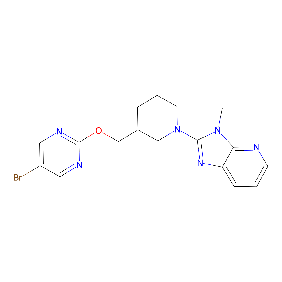 5-bromo-2-[(1-{3-methyl-3H-imidazo[4,5-b]pyridin-2-yl}piperidin-3-yl)methoxy]pyrimidine molecular structure, CAS 2380034-18-2