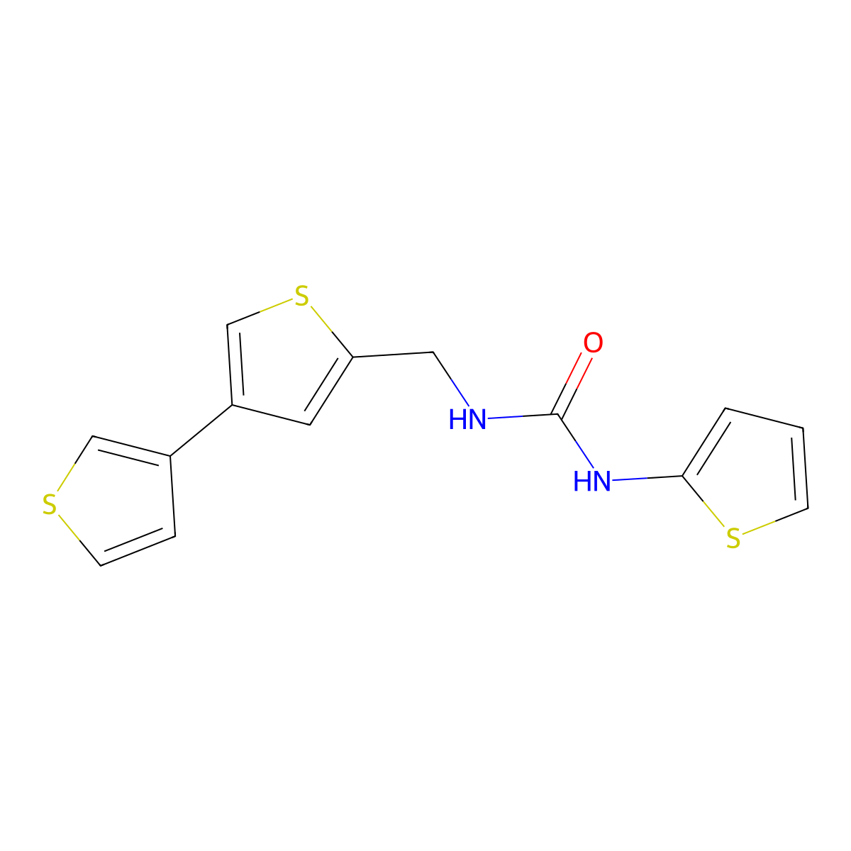 1-({[3,3'-Bithiophene]-5-yl}methyl)-3-(thiophen-2-yl)urea molecular structure, CAS 2380034-20-6