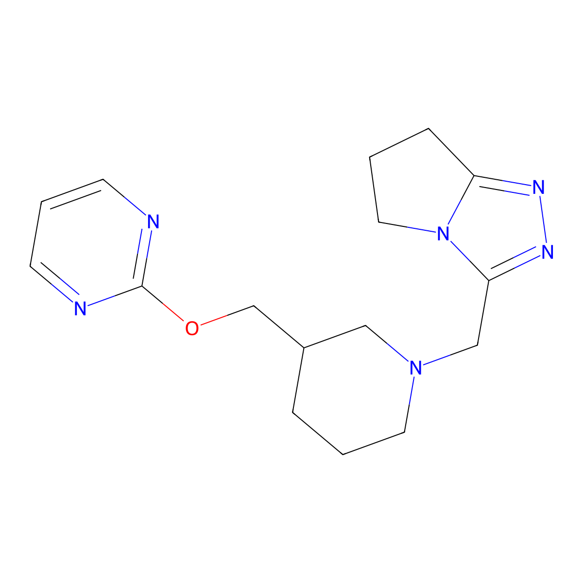 2-{[1-({5H,6H,7H-pyrrolo[2,1-c][1,2,4]triazol-3-yl}methyl)piperidin-3-yl]methoxy}pyrimidine molecular structure, CAS 2380034-23-9
