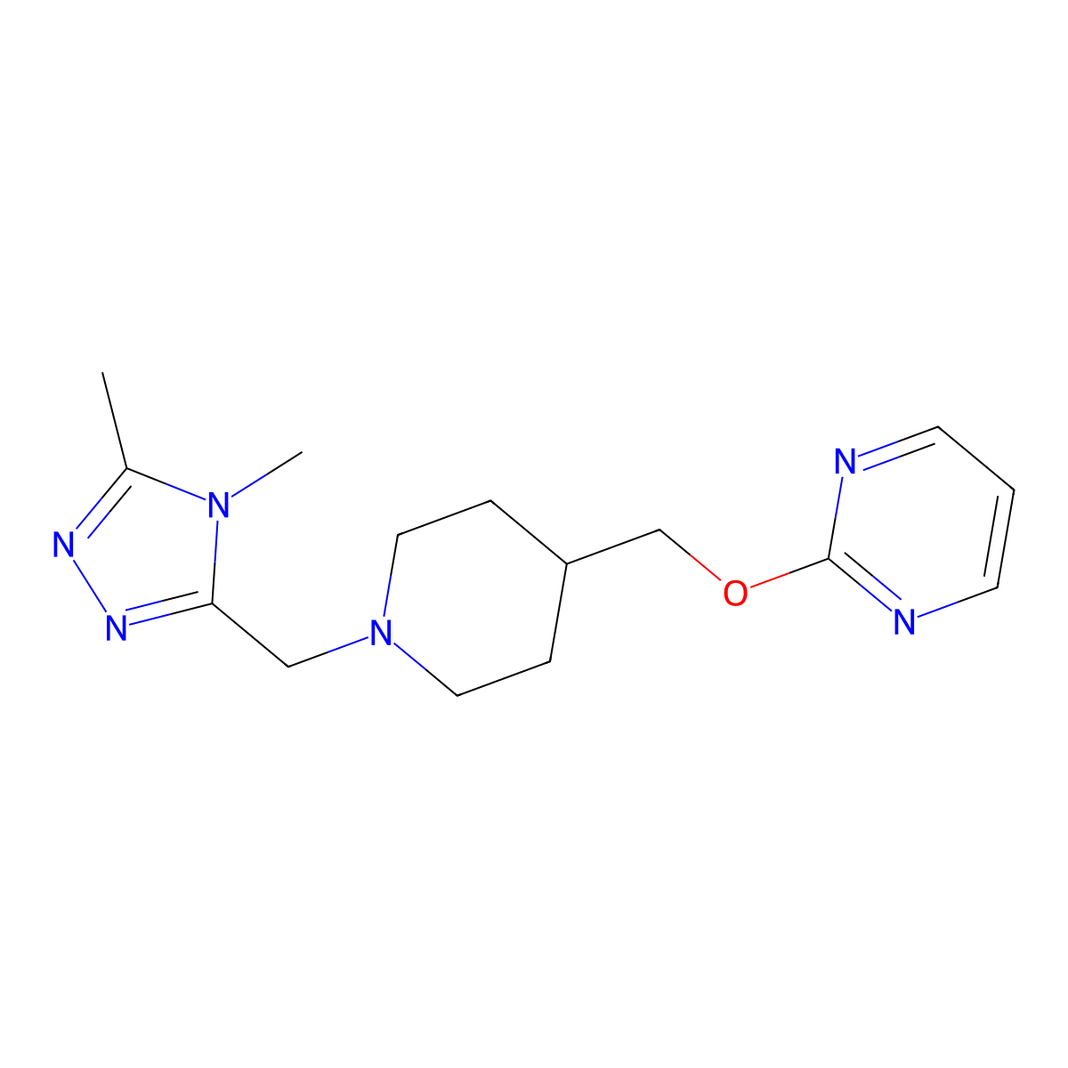 2-({1-[(4,5-dimethyl-4H-1,2,4-triazol-3-yl)methyl]piperidin-4-yl}methoxy)pyrimidine molecular structure, CAS 2380034-25-1