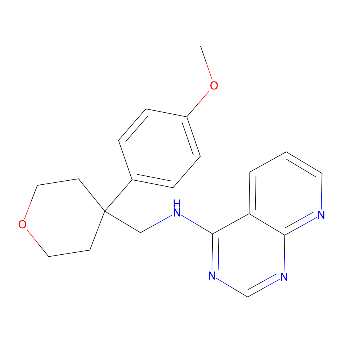 N-{[4-(4-methoxyphenyl)oxan-4-yl]methyl}pyrido[2,3-d]pyrimidin-4-amine molecular structure, CAS 2380034-31-9