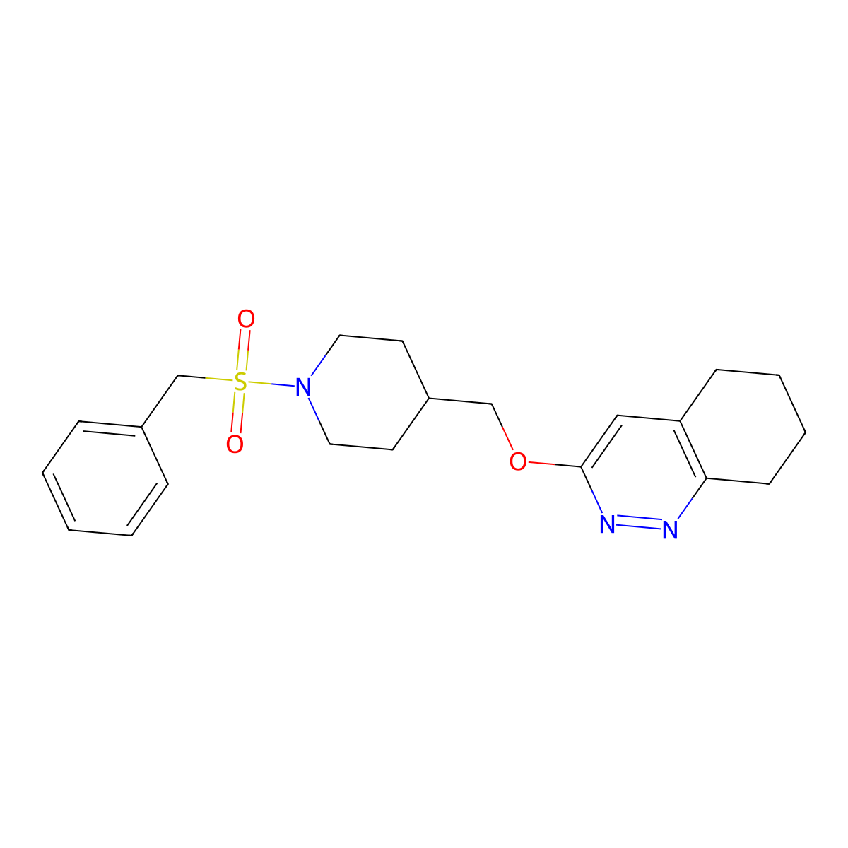 3-[(1-Phenylmethanesulfonylpiperidin-4-yl)methoxy]-5,6,7,8-tetrahydrocinnoline molecular structure, CAS 2380034-32-0