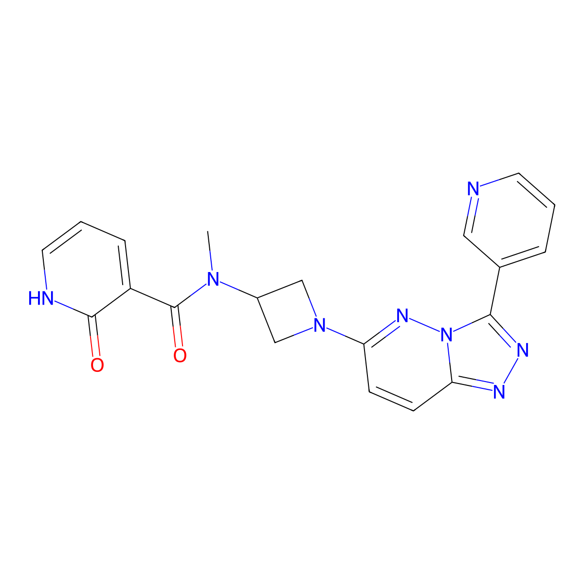 N-methyl-2-oxo-N-{1-[3-(pyridin-3-yl)-[1,2,4]triazolo[4,3-b]pyridazin-6-yl]azetidin-3-yl}-1,2-dihydropyridine-3-carboxamide molecular structure, CAS 2380034-34-2