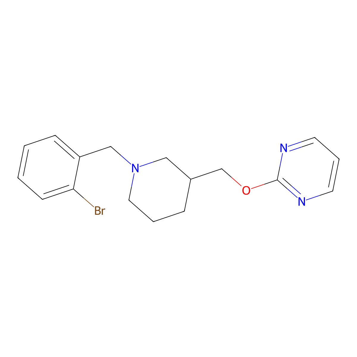 2-({1-[(2-Bromophenyl)methyl]piperidin-3-yl}methoxy)pyrimidine molecular structure, CAS 2380034-41-1