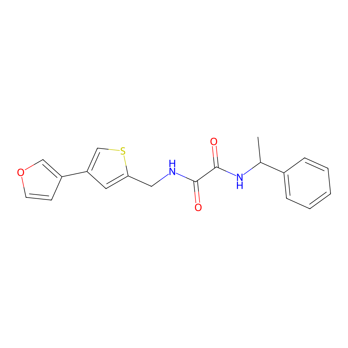 N-{[4-(furan-3-yl)thiophen-2-yl]methyl}-N'-(1-phenylethyl)ethanediamide molecular structure, CAS 2380034-52-4