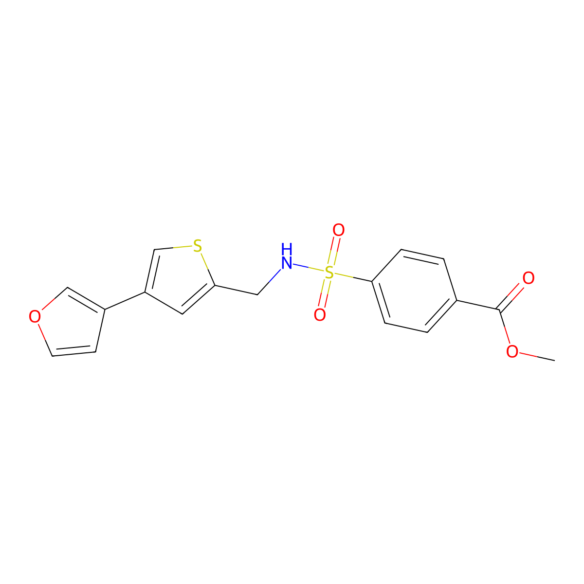Methyl 4-({[4-(furan-3-yl)thiophen-2-yl]methyl}sulfamoyl)benzoate molecular structure, CAS 2380034-59-1