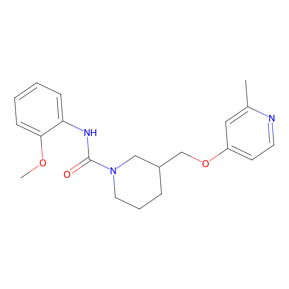 N-(2-methoxyphenyl)-3-{[(2-methylpyridin-4-yl)oxy]methyl}piperidine-1-carboxamide molecular structure, CAS 2380034-62-6