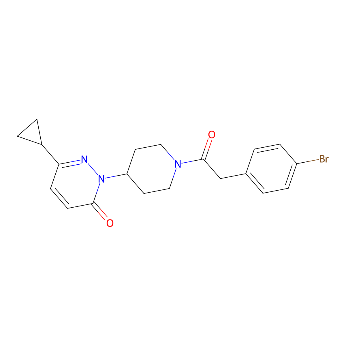 2-{1-[2-(4-Bromophenyl)acetyl]piperidin-4-yl}-6-cyclopropyl-2,3-dihydropyridazin-3-one molecular structure, CAS 2380034-63-7