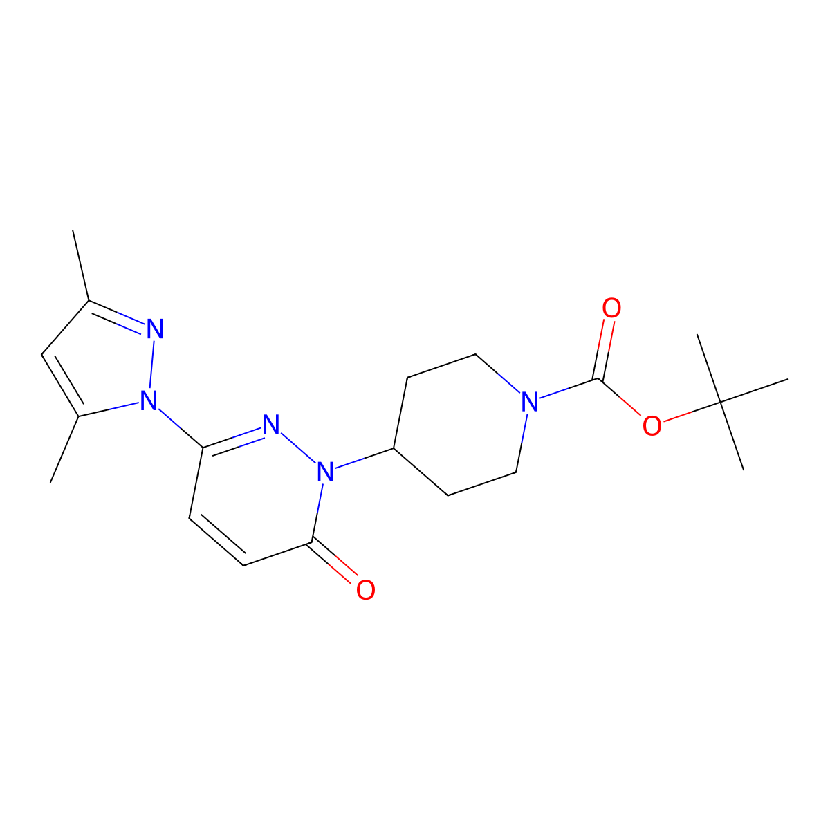tert-butyl 4-[3-(3,5-dimethyl-1H-pyrazol-1-yl)-6-oxo-1,6-dihydropyridazin-1-yl]piperidine-1-carboxylate molecular structure, CAS 2380034-66-0