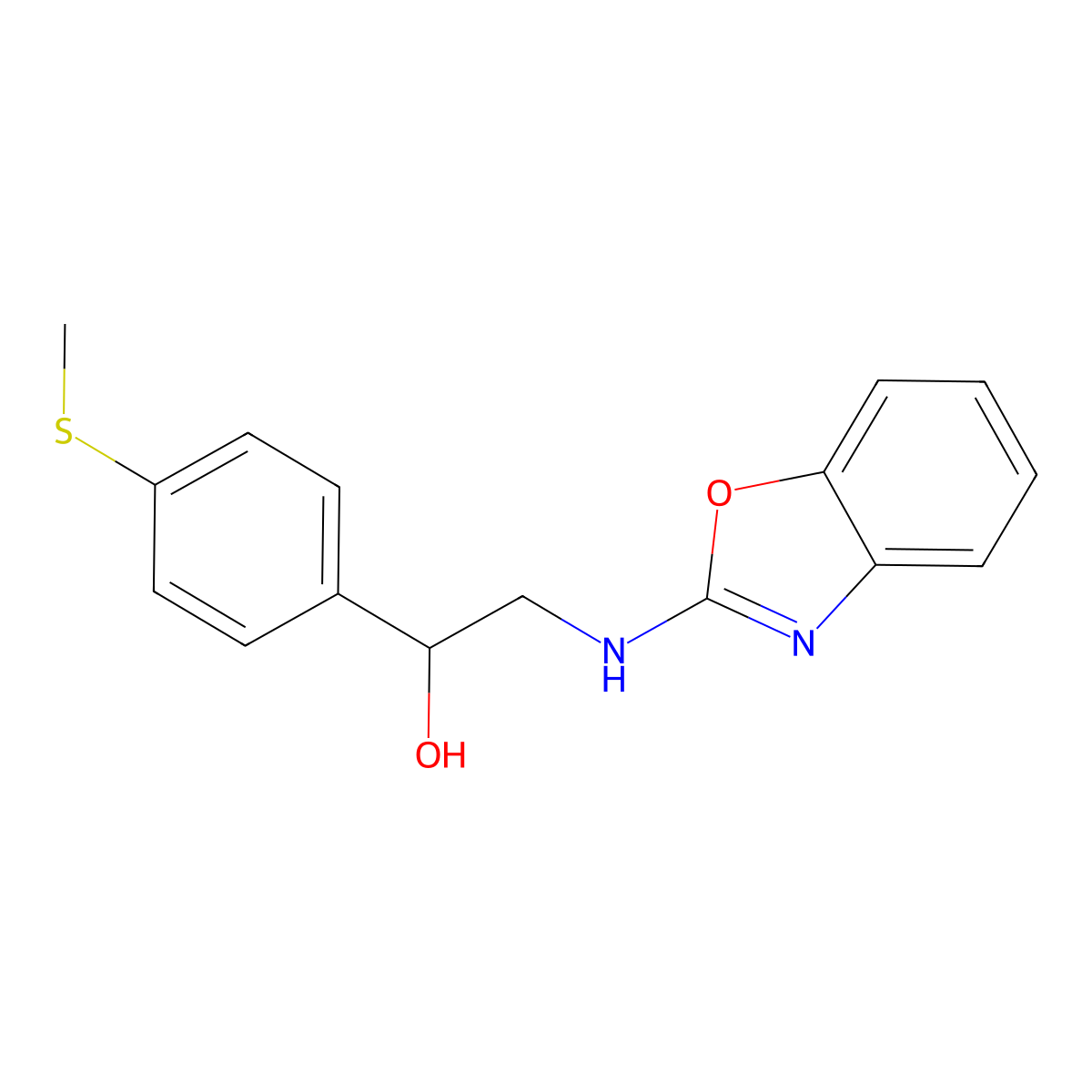 2-[(1,3-Benzoxazol-2-yl)amino]-1-[4-(methylsulfanyl)phenyl]ethan-1-ol molecular structure, CAS 2380034-71-7