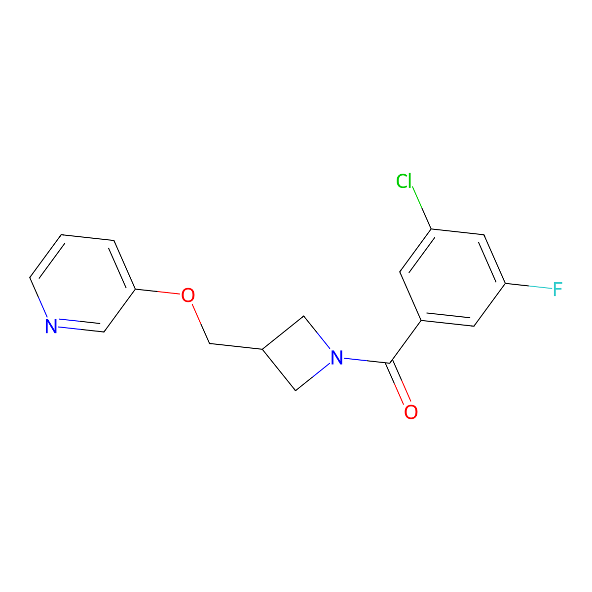 3-{[1-(3-Chloro-5-fluorobenzoyl)azetidin-3-yl]methoxy}pyridine molecular structure, CAS 2380034-72-8