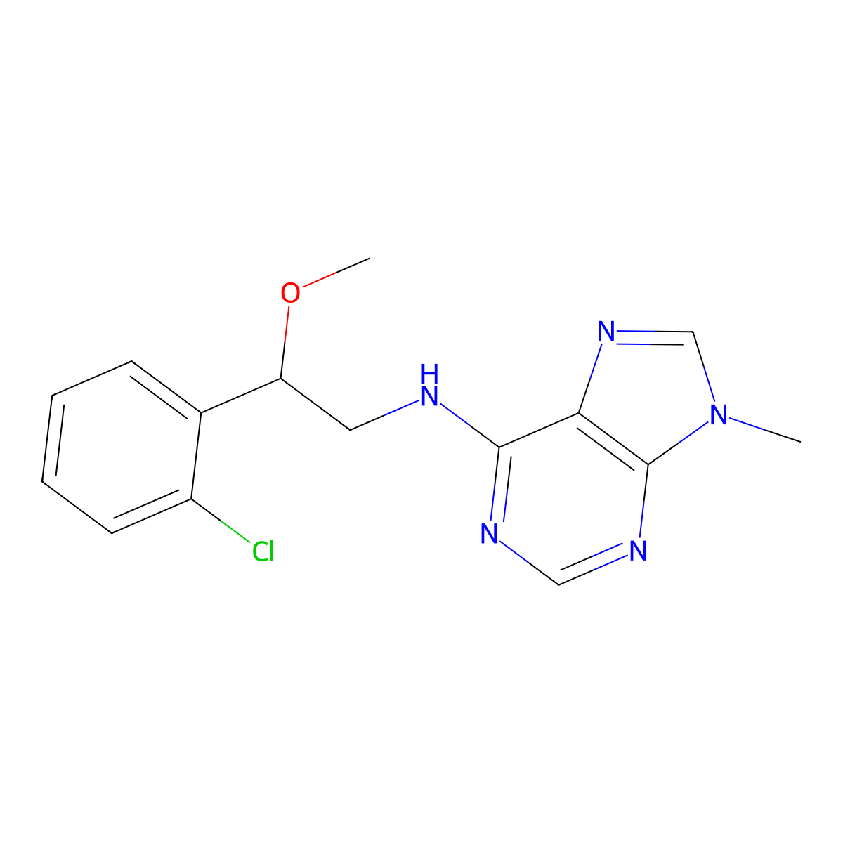N-[2-(2-chlorophenyl)-2-methoxyethyl]-9-methyl-9H-purin-6-amine molecular structure, CAS 2380034-74-0