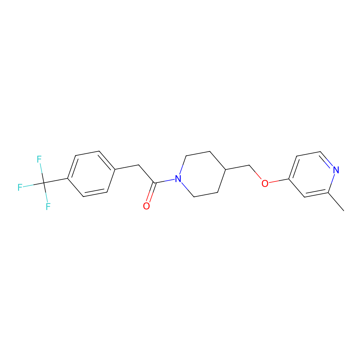 1-(4-{[(2-Methylpyridin-4-yl)oxy]methyl}piperidin-1-yl)-2-[4-(trifluoromethyl)phenyl]ethan-1-one molecular structure, CAS 2380034-78-4