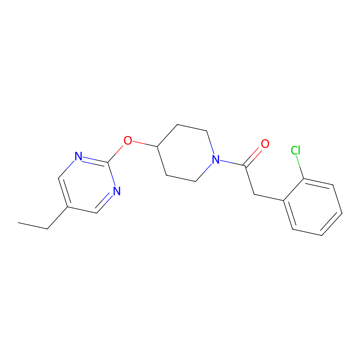 2-(2-Chlorophenyl)-1-{4-[(5-ethylpyrimidin-2-yl)oxy]piperidin-1-yl}ethan-1-one molecular structure, CAS 2380034-86-4